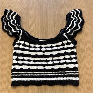 Z Supply Black and White Patterned Crop Top